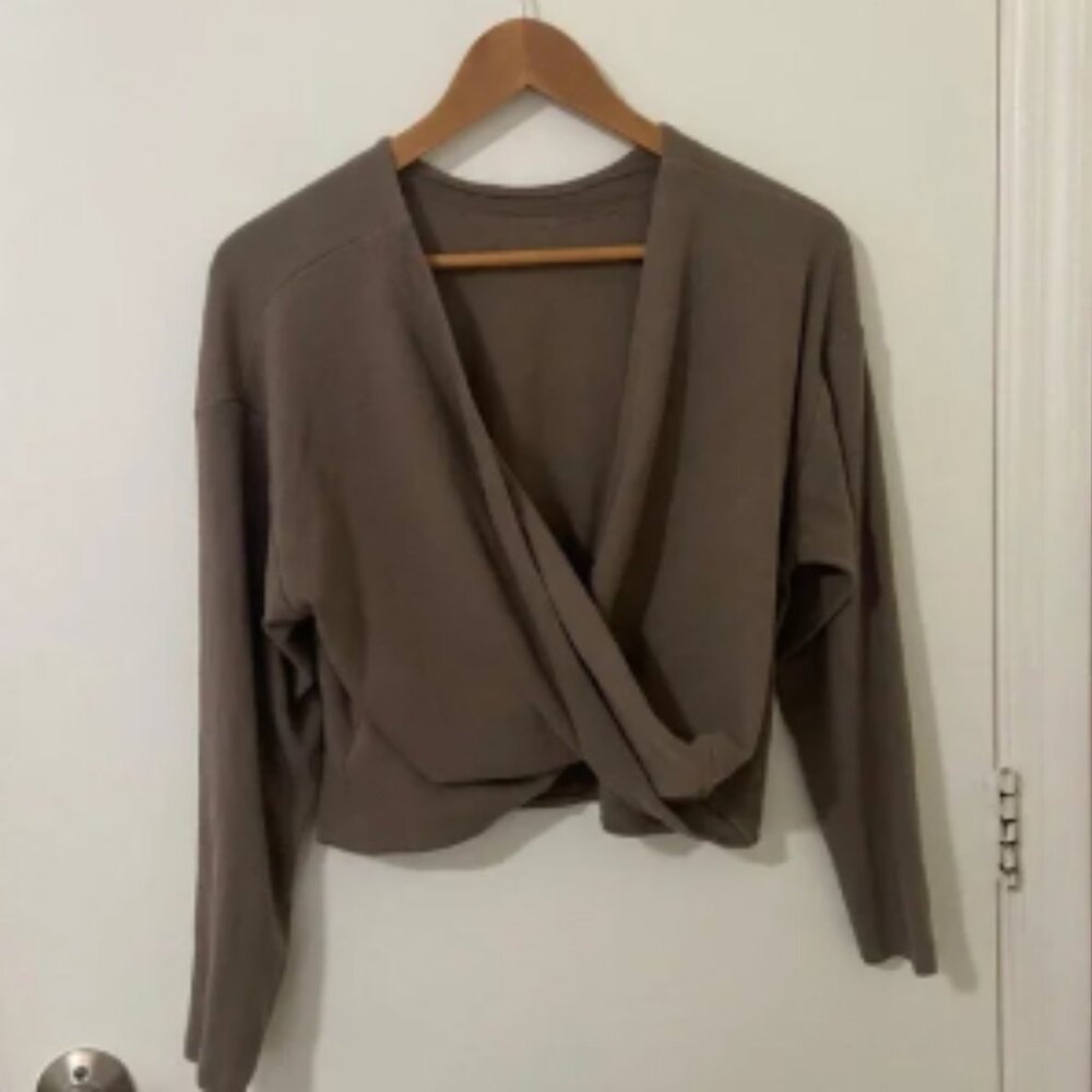 Athleta | Brown Long Sleeve V-Neck Wrap Top Blouse | Size Small